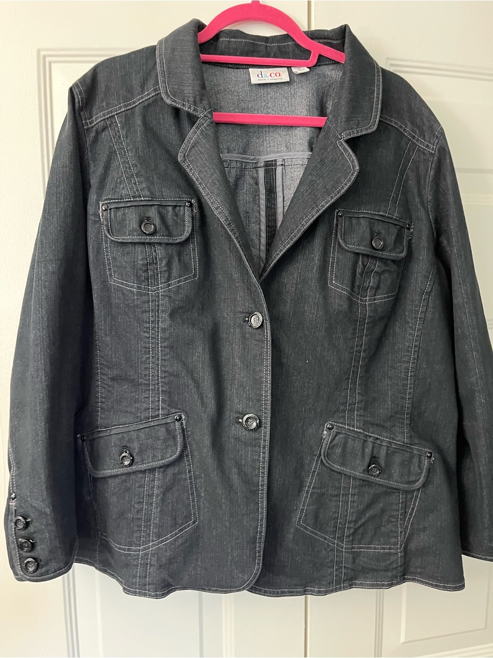 Denim & Co 2X Dark Washed Denim Blazer Jacket